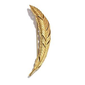 Monet Gold-Tone Feather Brooch 3.5 Inches Elegant Vintage Jewelry Pin